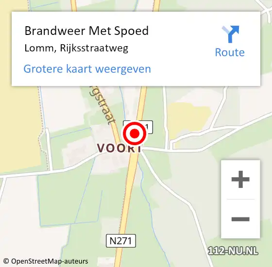 Locatie op kaart van de 112 melding: Brandweer Met Spoed Naar Lomm, Rijksstraatweg op 19 december 2019 19:00