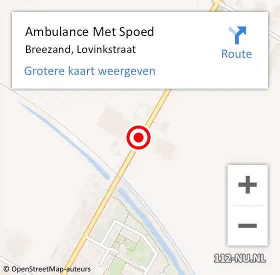 Locatie op kaart van de 112 melding: Ambulance Met Spoed Naar Breezand, Lovinkstraat op 19 december 2019 19:11