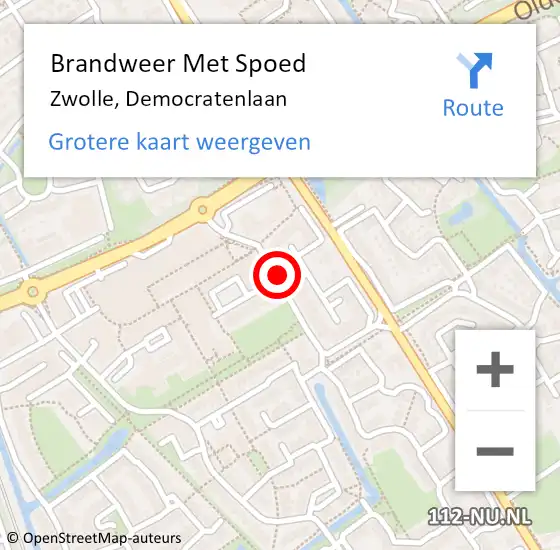 Locatie op kaart van de 112 melding: Brandweer Met Spoed Naar Zwolle, Democratenlaan op 19 december 2019 19:49