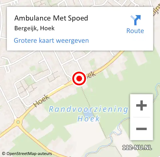 Locatie op kaart van de 112 melding: Ambulance Met Spoed Naar Bergeijk, Hoek op 19 december 2019 21:07