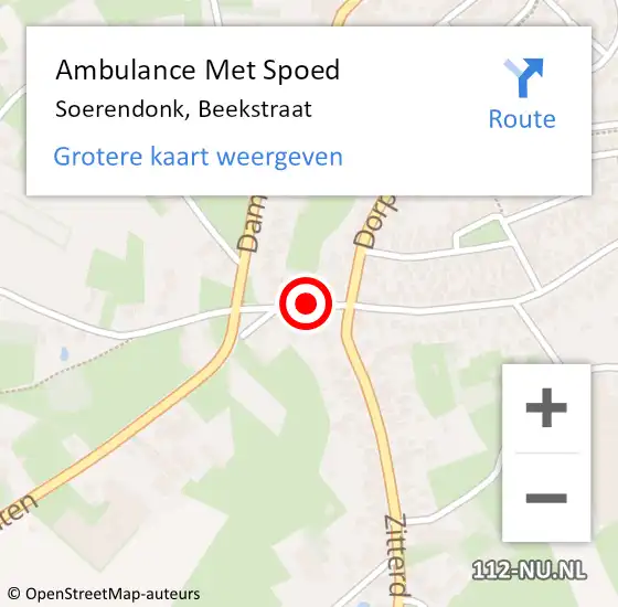 Locatie op kaart van de 112 melding: Ambulance Met Spoed Naar Soerendonk, Beekstraat op 19 december 2019 23:03