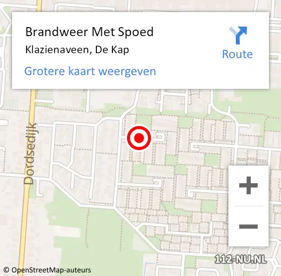 Locatie op kaart van de 112 melding: Brandweer Met Spoed Naar Klazienaveen, De Kap op 20 december 2019 03:57