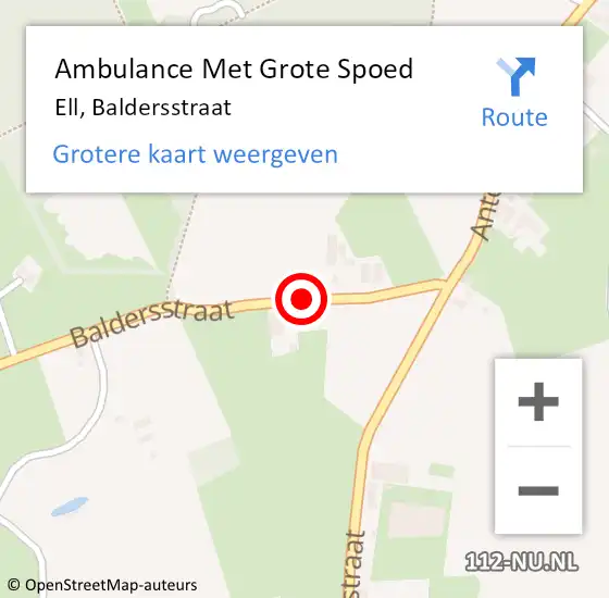 Locatie op kaart van de 112 melding: Ambulance Met Grote Spoed Naar Ell, Baldersstraat op 20 december 2019 06:18