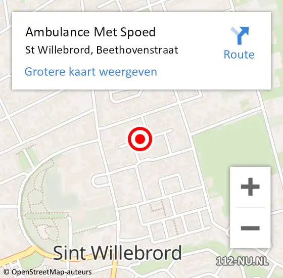 Locatie op kaart van de 112 melding: Ambulance Met Spoed Naar St Willebrord, Beethovenstraat op 20 december 2019 06:41