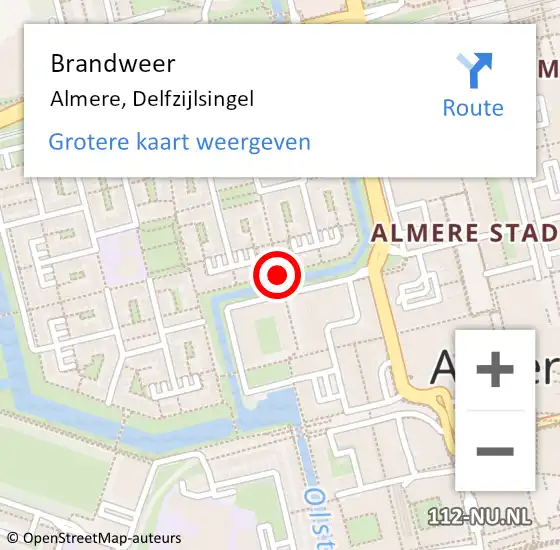 Locatie op kaart van de 112 melding: Brandweer Almere, Delfzijlsingel op 20 december 2019 07:13