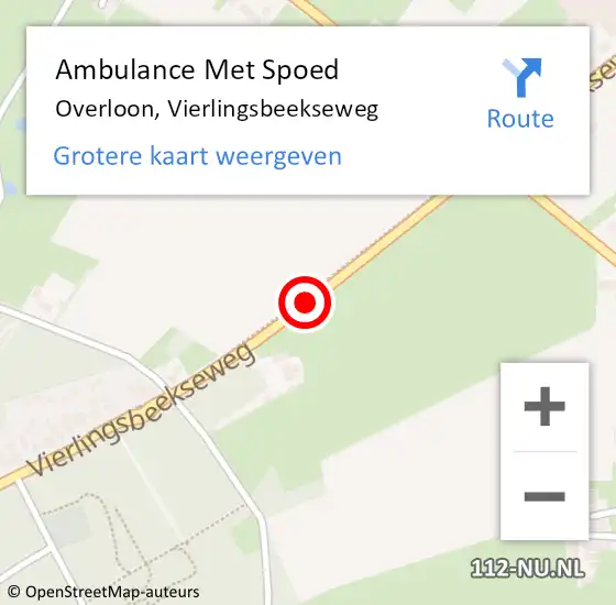 Locatie op kaart van de 112 melding: Ambulance Met Spoed Naar Overloon, Vierlingsbeekseweg op 20 december 2019 07:56