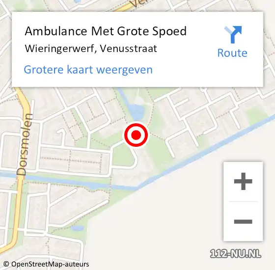 Locatie op kaart van de 112 melding: Ambulance Met Grote Spoed Naar Wieringerwerf, Venusstraat op 20 december 2019 08:46