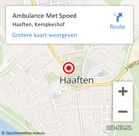 Locatie op kaart van de 112 melding: Ambulance Met Spoed Naar Haaften, Kempkeshof op 20 december 2019 09:06