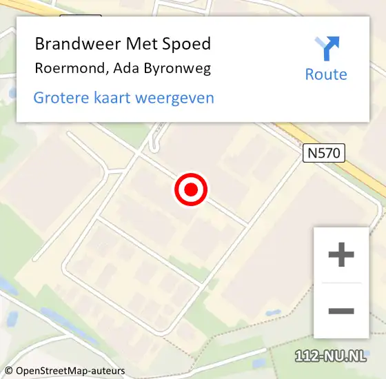 Locatie op kaart van de 112 melding: Brandweer Met Spoed Naar Roermond, Ada Byronweg op 20 december 2019 09:19