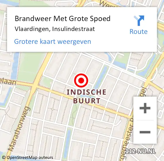 Locatie op kaart van de 112 melding: Brandweer Met Grote Spoed Naar Vlaardingen, Insulindestraat op 20 december 2019 09:21