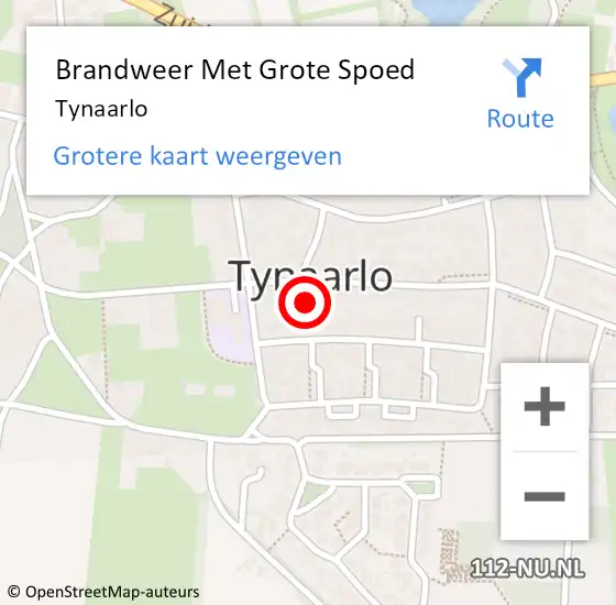 Locatie op kaart van de 112 melding: Brandweer Met Grote Spoed Naar Tynaarlo op 20 december 2019 09:48