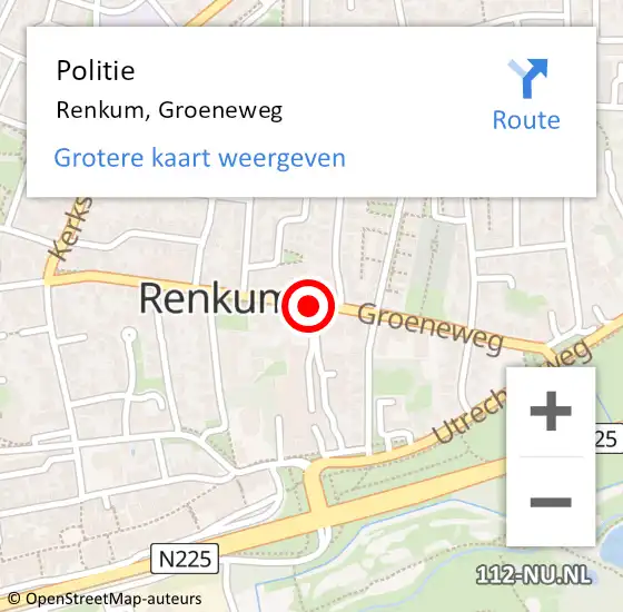 Locatie op kaart van de 112 melding: Politie Renkum, Groeneweg op 20 december 2019 09:50