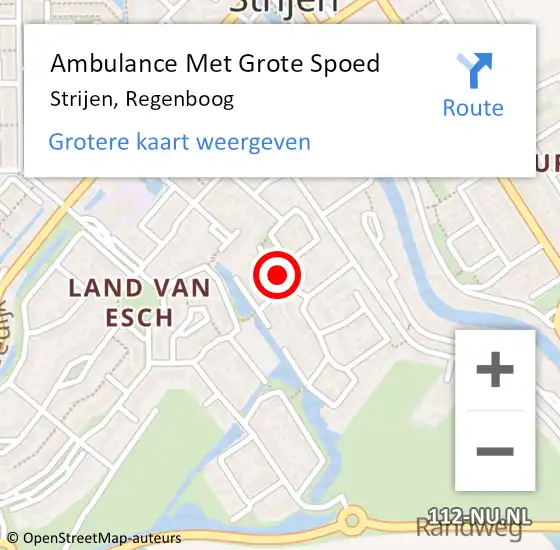 Locatie op kaart van de 112 melding: Ambulance Met Grote Spoed Naar Strijen, Regenboog op 20 december 2019 09:51