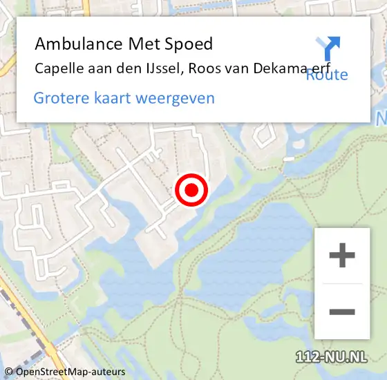 Locatie op kaart van de 112 melding: Ambulance Met Spoed Naar Capelle aan den IJssel, Roos van Dekama erf op 20 december 2019 10:25