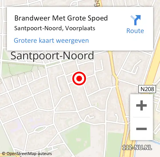 Locatie op kaart van de 112 melding: Brandweer Met Grote Spoed Naar Santpoort-Noord, Voorplaats op 20 december 2019 10:40