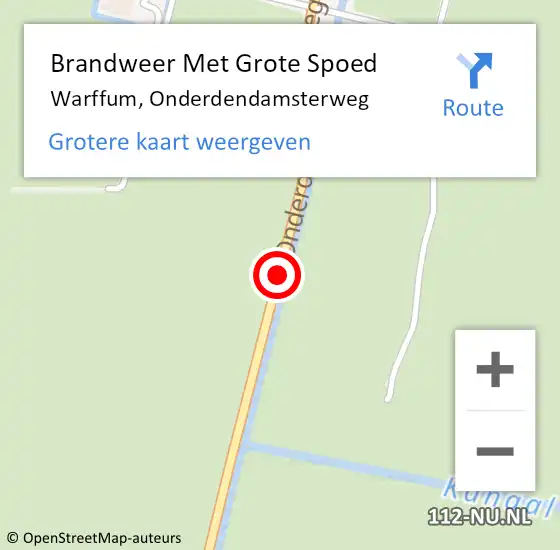 Locatie op kaart van de 112 melding: Brandweer Met Grote Spoed Naar Warffum, Onderdendamsterweg op 20 december 2019 10:48