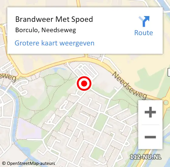 Locatie op kaart van de 112 melding: Brandweer Met Spoed Naar Borculo, Needseweg op 20 december 2019 11:46