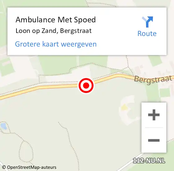 Locatie op kaart van de 112 melding: Ambulance Met Spoed Naar Loon op Zand, Bergstraat op 20 december 2019 11:49