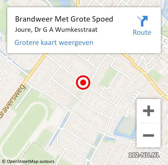 Locatie op kaart van de 112 melding: Brandweer Met Grote Spoed Naar Joure, Dr G A Wumkesstraat op 20 december 2019 11:50