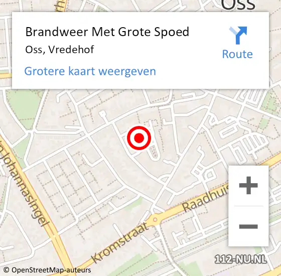 Locatie op kaart van de 112 melding: Brandweer Met Grote Spoed Naar Oss, Vredehof op 20 december 2019 12:27