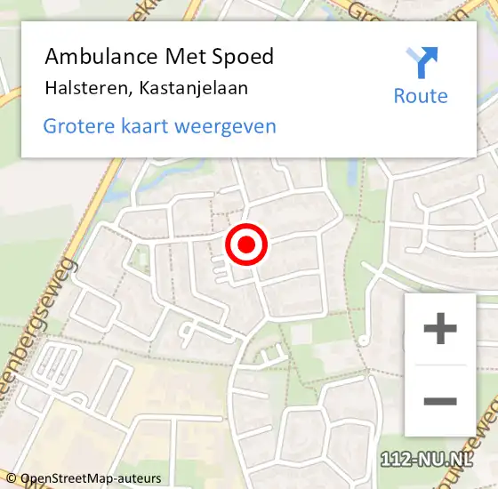 Locatie op kaart van de 112 melding: Ambulance Met Spoed Naar Halsteren, Kastanjelaan op 20 december 2019 12:35