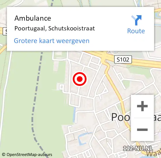 Locatie op kaart van de 112 melding: Ambulance Poortugaal, Schutskooistraat op 20 december 2019 13:10