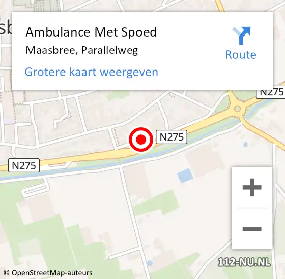 Locatie op kaart van de 112 melding: Ambulance Met Spoed Naar Maasbree, Parallelweg op 29 september 2013 19:07