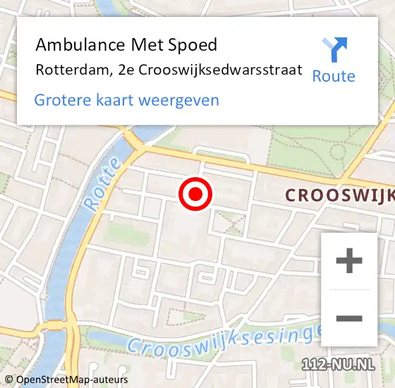 Locatie op kaart van de 112 melding: Ambulance Met Spoed Naar Rotterdam, 2e Crooswijksedwarsstraat op 20 december 2019 13:44