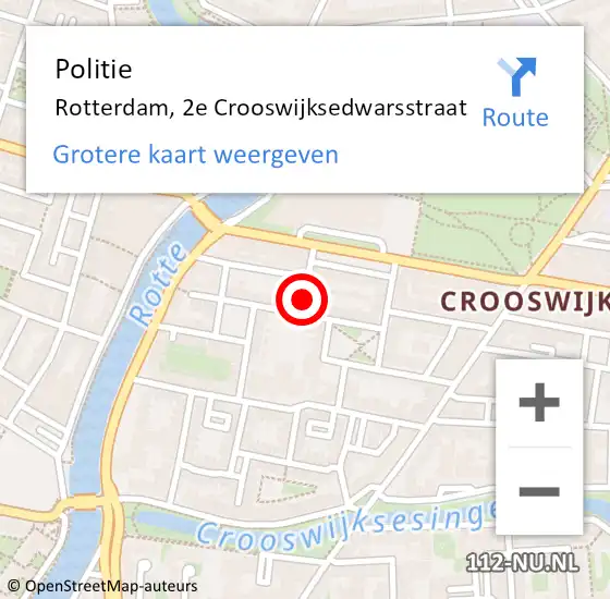 Locatie op kaart van de 112 melding: Politie Rotterdam, 2e Crooswijksedwarsstraat op 20 december 2019 13:45