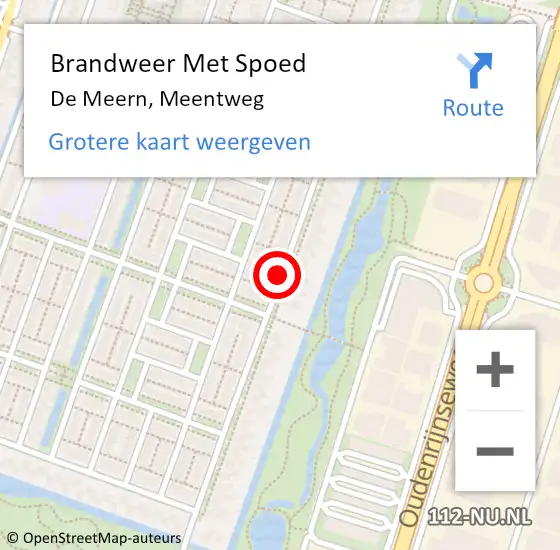 Locatie op kaart van de 112 melding: Brandweer Met Spoed Naar De Meern, Meentweg op 20 december 2019 14:04