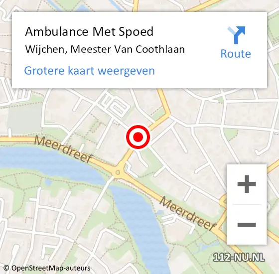 Locatie op kaart van de 112 melding: Ambulance Met Spoed Naar Wijchen, Meester van Coothlaan op 20 december 2019 14:37
