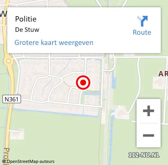 Locatie op kaart van de 112 melding: Politie De Stuw op 20 december 2019 14:38