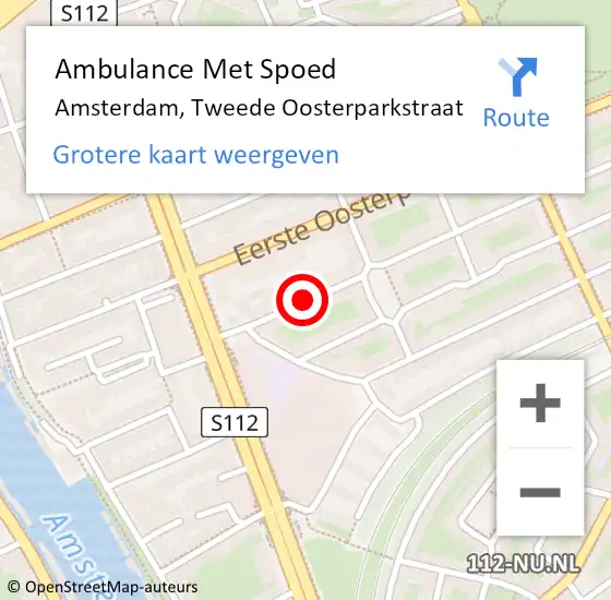 Locatie op kaart van de 112 melding: Ambulance Met Spoed Naar Amsterdam, Tweede Oosterparkstraat op 20 december 2019 14:43