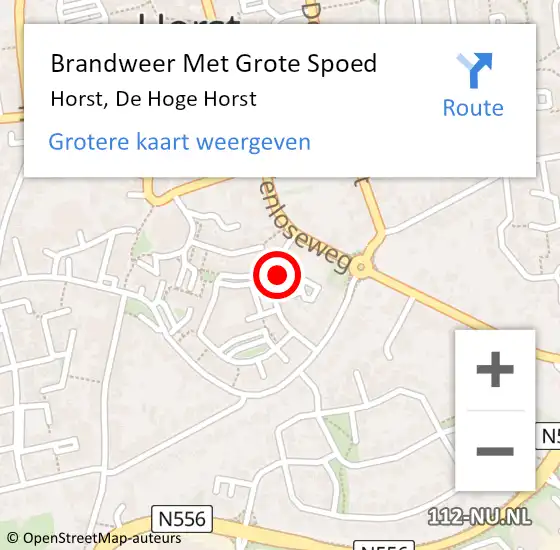 Locatie op kaart van de 112 melding: Brandweer Met Grote Spoed Naar Horst, De Hoge Horst op 20 december 2019 14:52