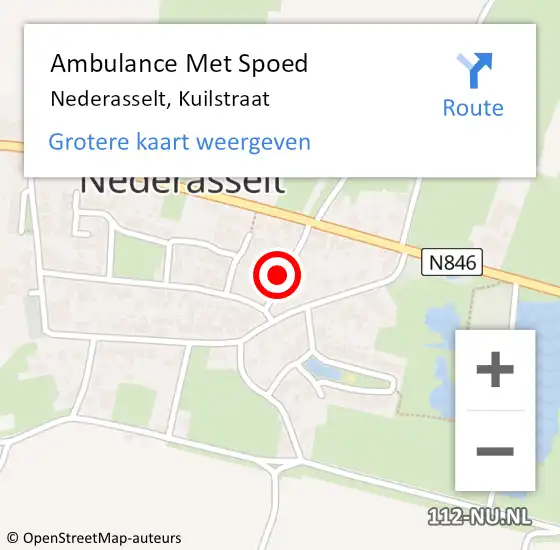 Locatie op kaart van de 112 melding: Ambulance Met Spoed Naar Nederasselt, Kuilstraat op 20 december 2019 15:06