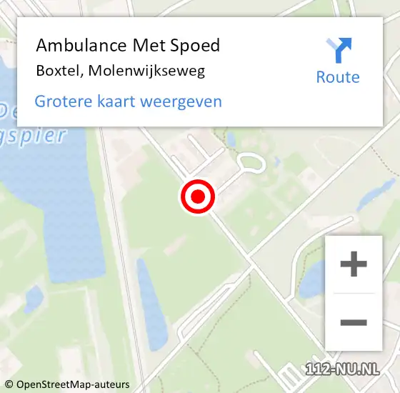 Locatie op kaart van de 112 melding: Ambulance Met Spoed Naar Boxtel, Molenwijkseweg op 20 december 2019 15:58