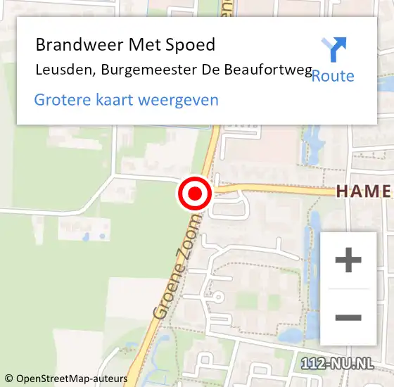 Locatie op kaart van de 112 melding: Brandweer Met Spoed Naar Leusden, Burgemeester De Beaufortweg op 20 december 2019 16:07