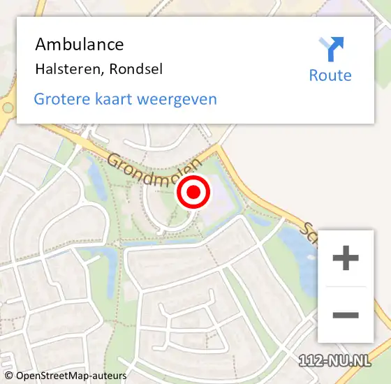 Locatie op kaart van de 112 melding: Ambulance Halsteren, Rondsel op 20 december 2019 16:54
