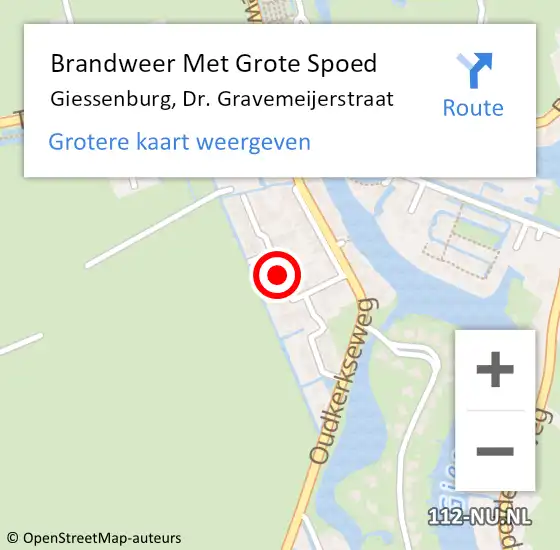 Locatie op kaart van de 112 melding: Brandweer Met Grote Spoed Naar Giessenburg, Dr. Gravemeijerstraat op 20 december 2019 17:35