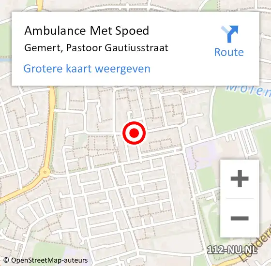 Locatie op kaart van de 112 melding: Ambulance Met Spoed Naar Gemert, Pastoor Gautiusstraat op 20 december 2019 17:50