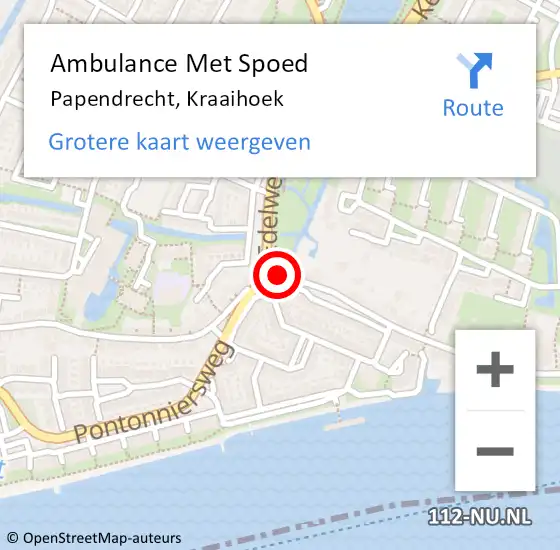 Locatie op kaart van de 112 melding: Ambulance Met Spoed Naar Papendrecht, Kraaihoek op 20 december 2019 18:20