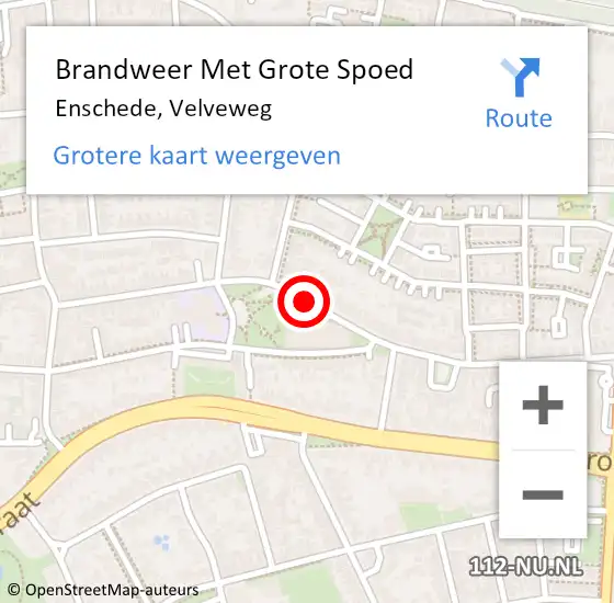 Locatie op kaart van de 112 melding: Brandweer Met Grote Spoed Naar Enschede, Velveweg op 20 december 2019 18:31
