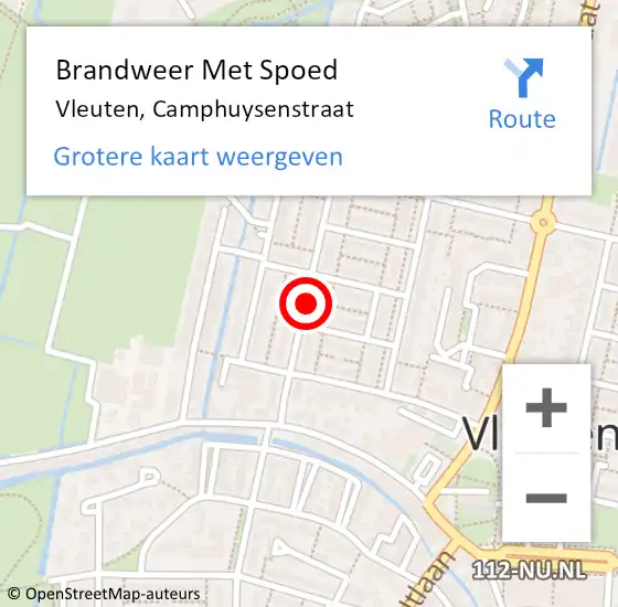 Locatie op kaart van de 112 melding: Brandweer Met Spoed Naar Vleuten, Camphuysenstraat op 20 december 2019 19:03
