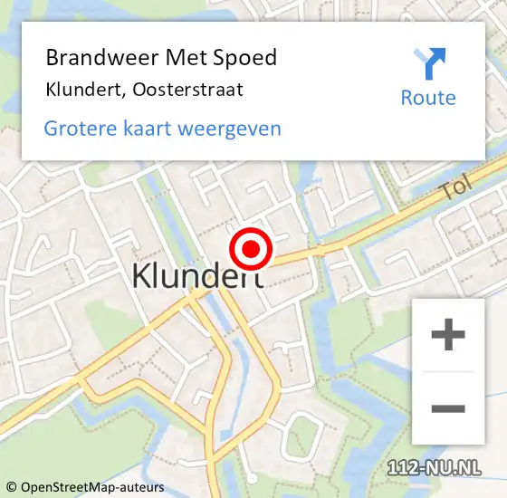 Locatie op kaart van de 112 melding: Brandweer Met Spoed Naar Klundert, Oosterstraat op 20 december 2019 19:05