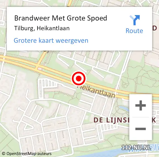 Locatie op kaart van de 112 melding: Brandweer Met Grote Spoed Naar Tilburg, Heikantlaan op 20 december 2019 19:32