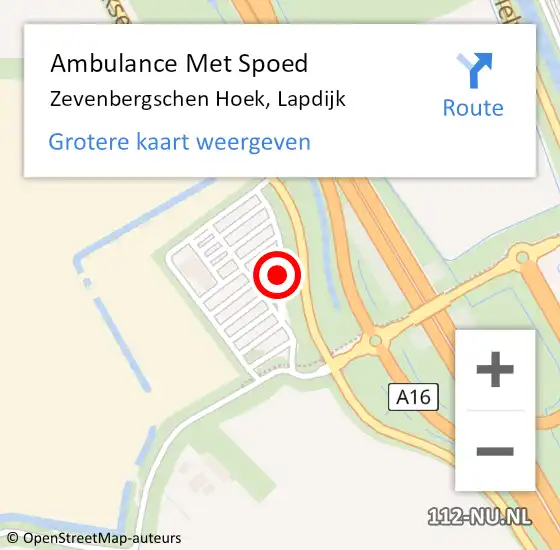 Locatie op kaart van de 112 melding: Ambulance Met Spoed Naar Zevenbergschen Hoek, Lapdijk op 20 december 2019 19:37