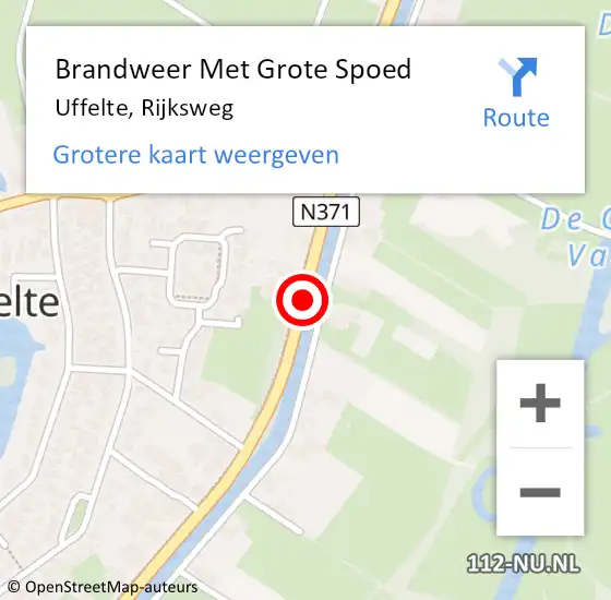 Locatie op kaart van de 112 melding: Brandweer Met Grote Spoed Naar Uffelte, Rijksweg op 20 december 2019 21:12