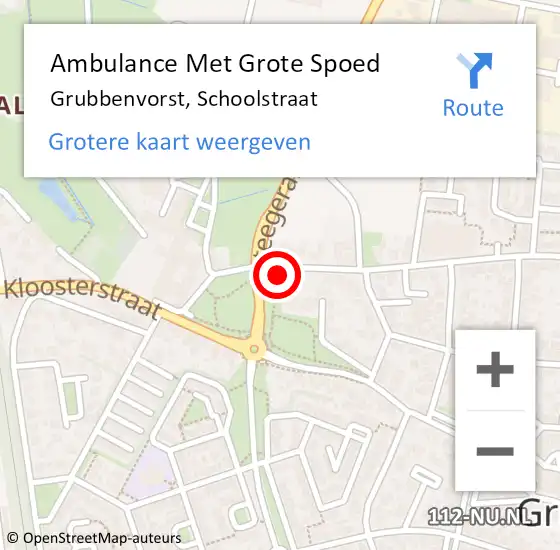 Locatie op kaart van de 112 melding: Ambulance Met Grote Spoed Naar Grubbenvorst, Schoolstraat op 20 december 2019 21:43