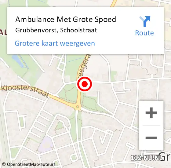 Locatie op kaart van de 112 melding: Ambulance Met Grote Spoed Naar Grubbenvorst, Schoolstraat op 20 december 2019 22:02