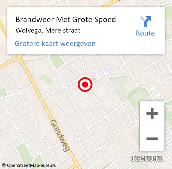 Locatie op kaart van de 112 melding: Brandweer Met Grote Spoed Naar Wolvega, Merelstraat op 21 december 2019 00:51